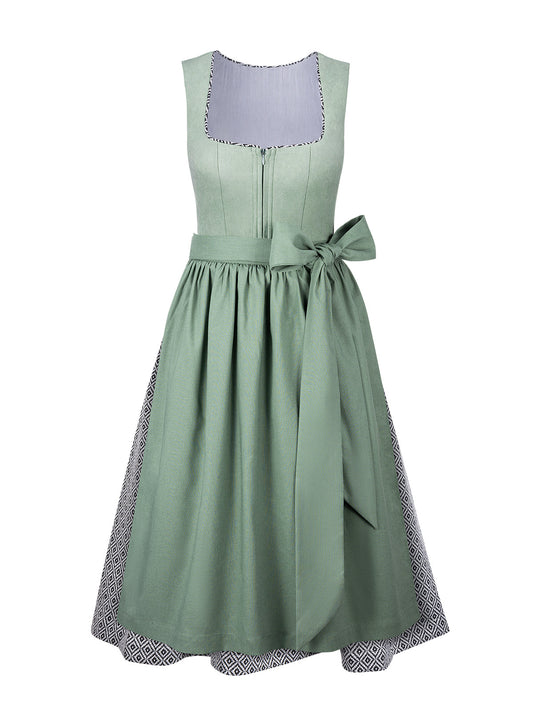 Traditionelles Trachtenkleid Qunie in Grün mit Frontreißverschluss
