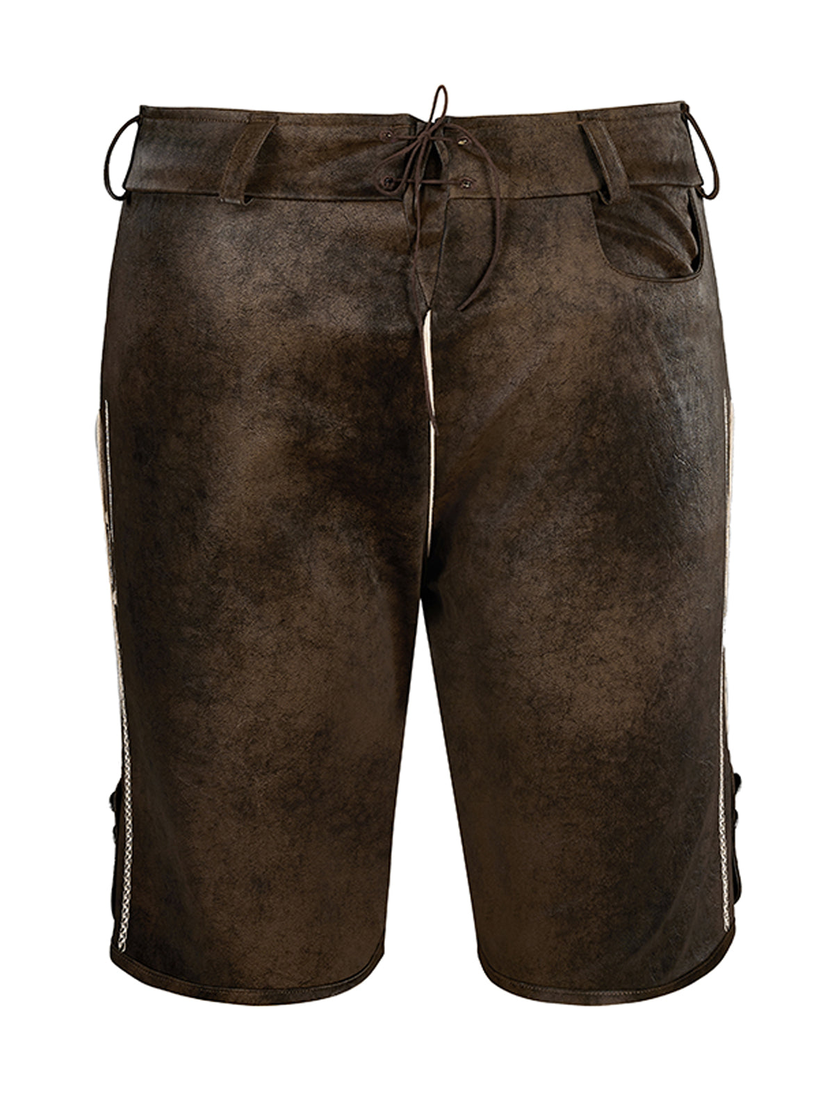 Lederhose Tarius Dunkelbraune in Braun mit Stickereien
