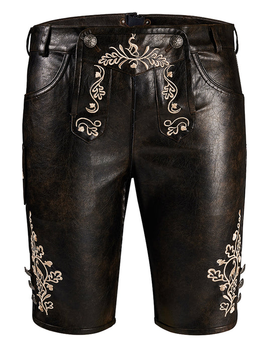 Herren Trachtenhose Ludwig Dunkelbraune mit Stickereien