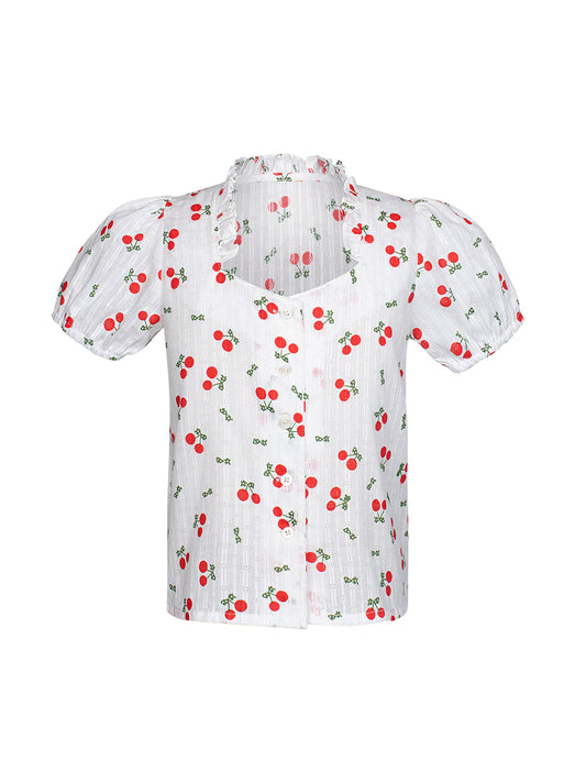 Mädchen Dirndlbluse Sofia Cherry | Kurzarm