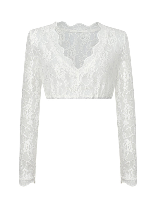 Dirndlbluse Olivia aus Lochspitze – Langarm