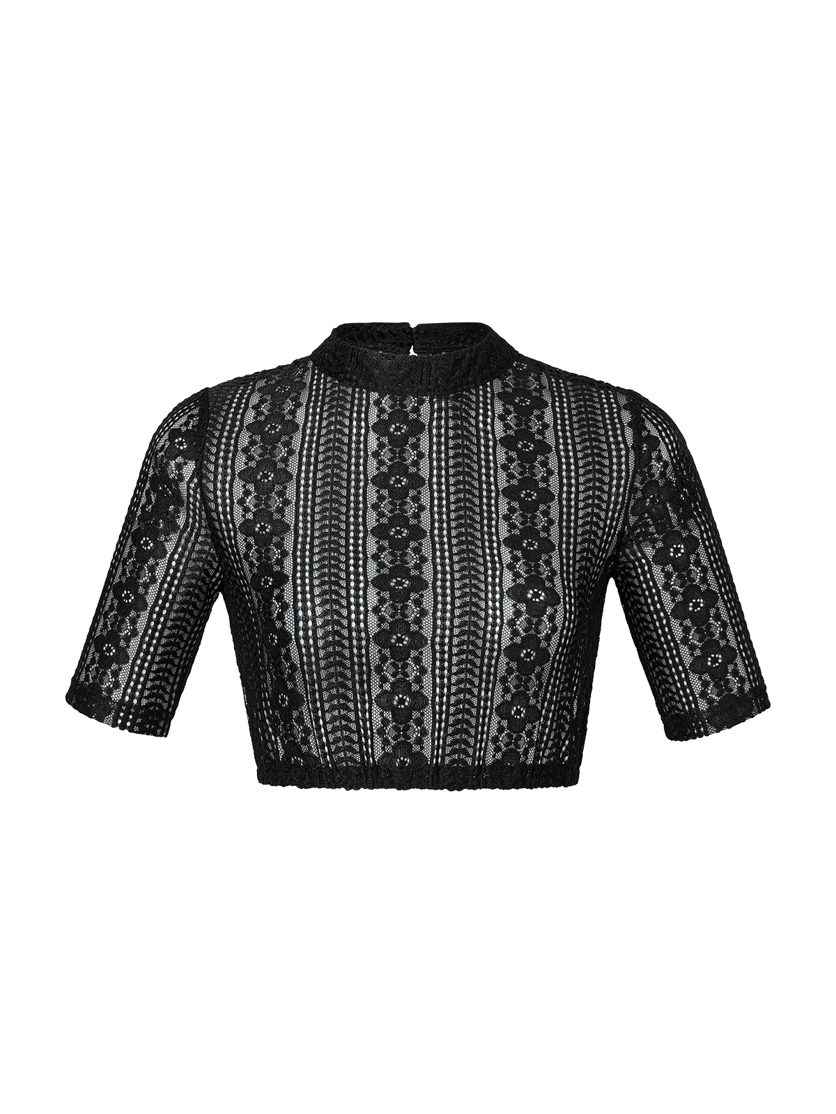 Dirndlbluse Inga in Schwarz mit Hochgeschlossen