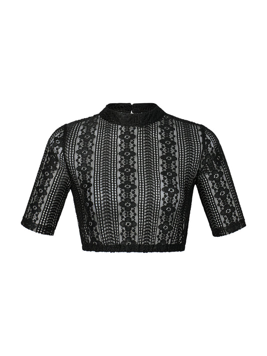 Dirndlbluse Inga in Schwarz mit Hochgeschlossen