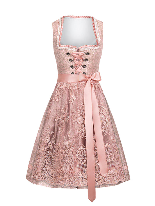 Klassisches Dirndl Adele – Rosa, Herz-Ausschnitt