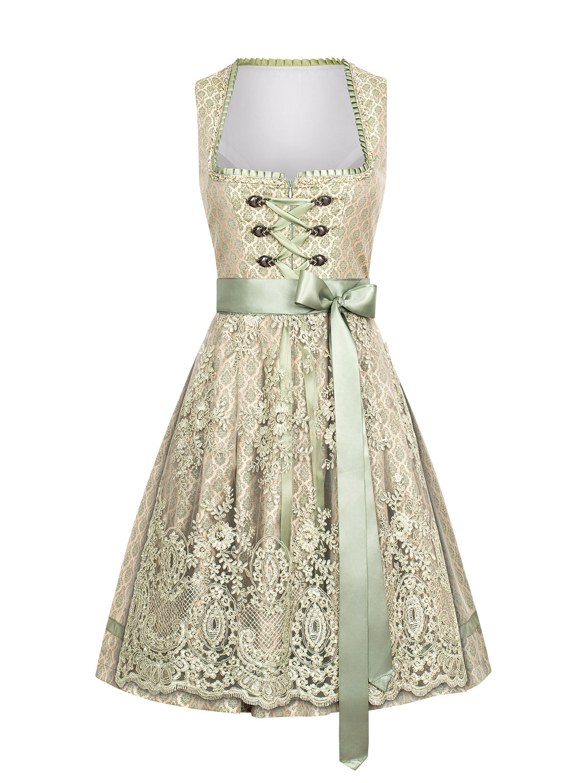 Damen Dirndl Bea mit Allover-Muster – Grün