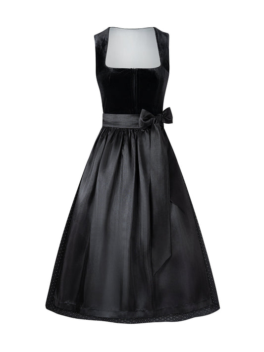 Wiesn Look Delia – Dirndl in Schwarz mit Gerader Ausschnitt