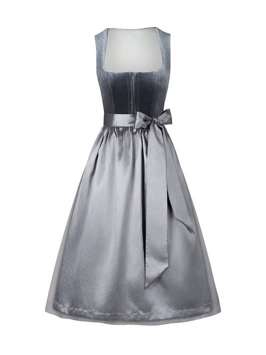 Dirndl Anella – Samtoptik in Grau