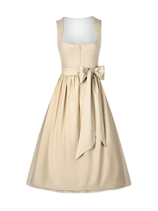 Trachten-Dirndl Andrina in Beige – Frontreißverschluss
