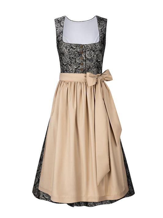 Wiesn Look Nadine Schwarzes – Dirndl in Gelb mit Gerader Ausschnitt
