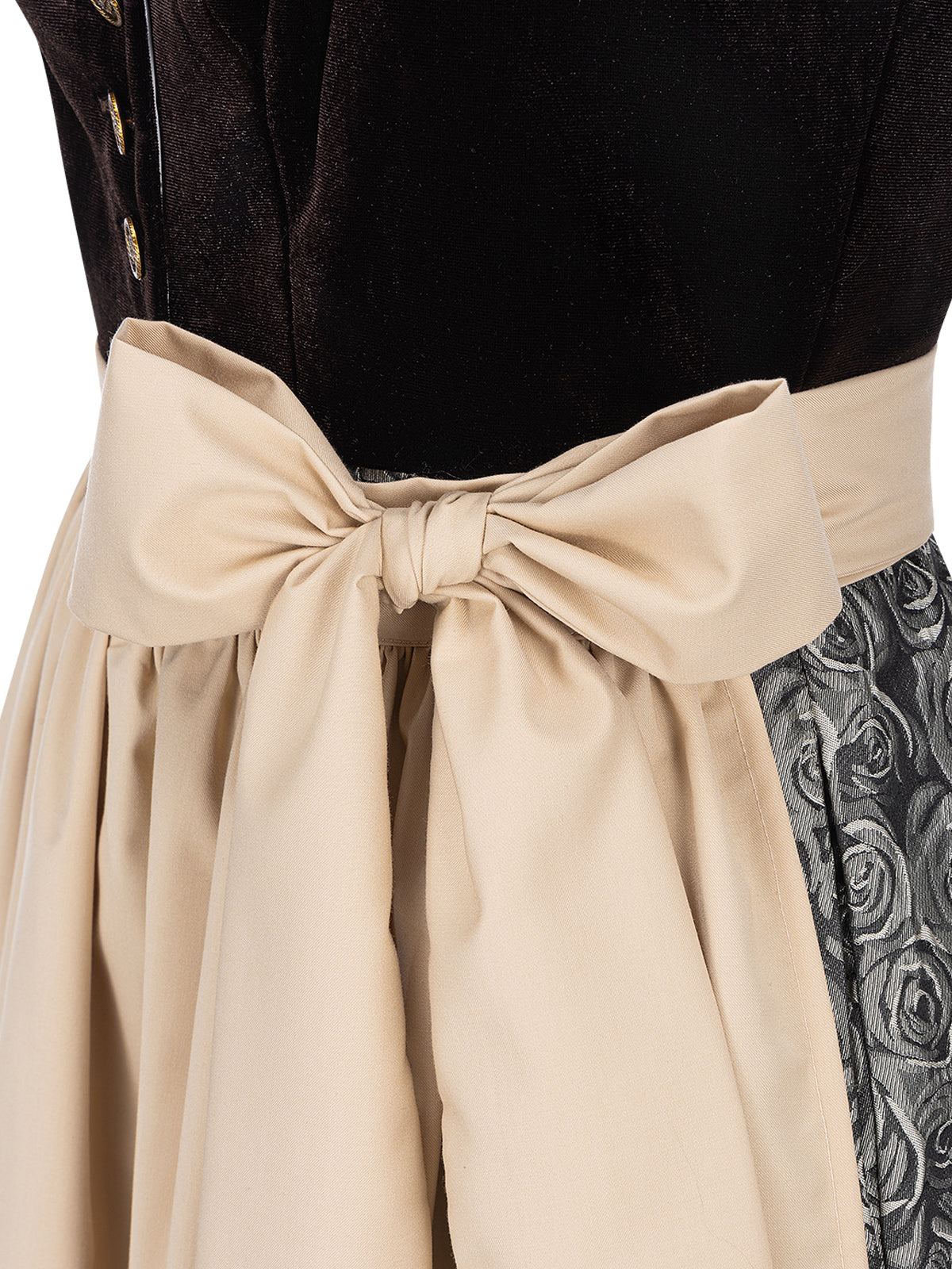 Traditionelles Trachtenkleid Nicole in Braun mit floralem Muster