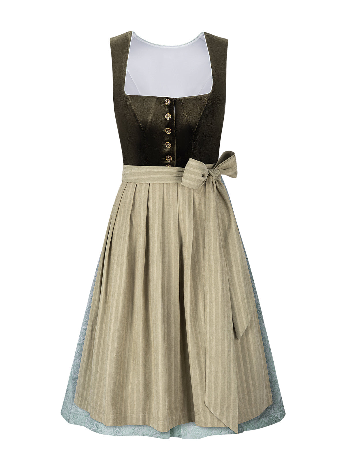 Nicole Grun – Elegantes Trachtenkleid in Grün mit floralem Muster