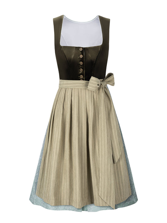 Nicole Grun – Elegantes Trachtenkleid in Grün mit floralem Muster