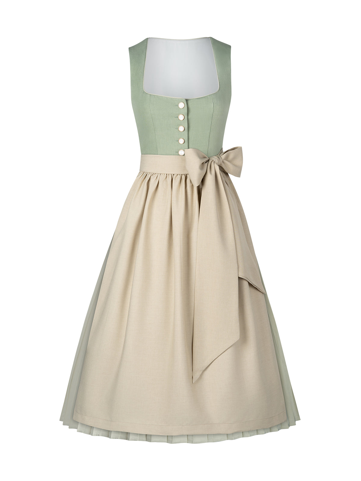 Wiesn Look Oia – Dirndl in Grün mit Gerader Ausschnitt
