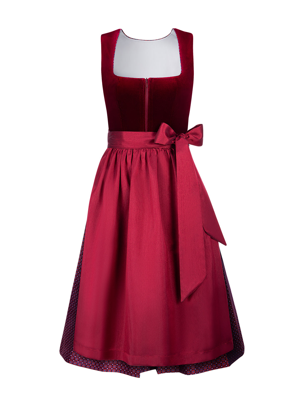 Massia | Dirndl für Damen | Rot | Gerader Ausschnitt