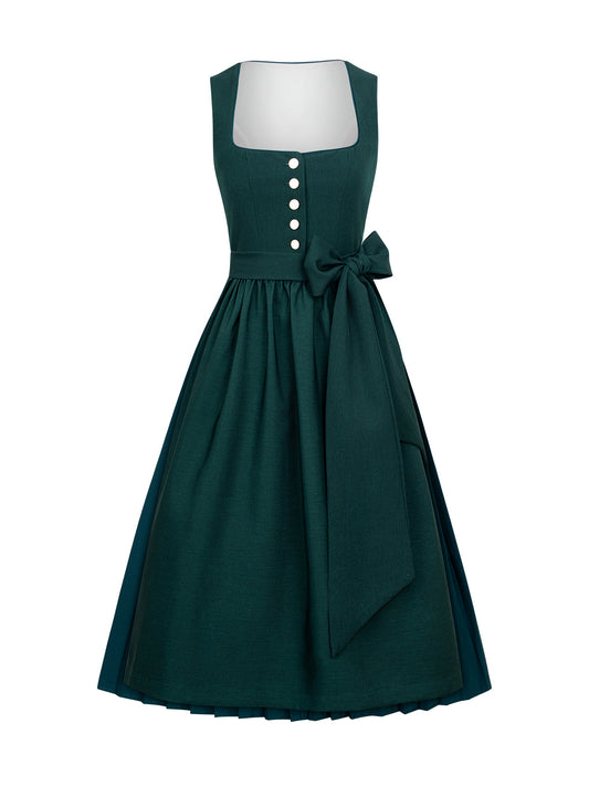 Klassisches Dirndl Coco – Grün, Gerader Ausschnitt