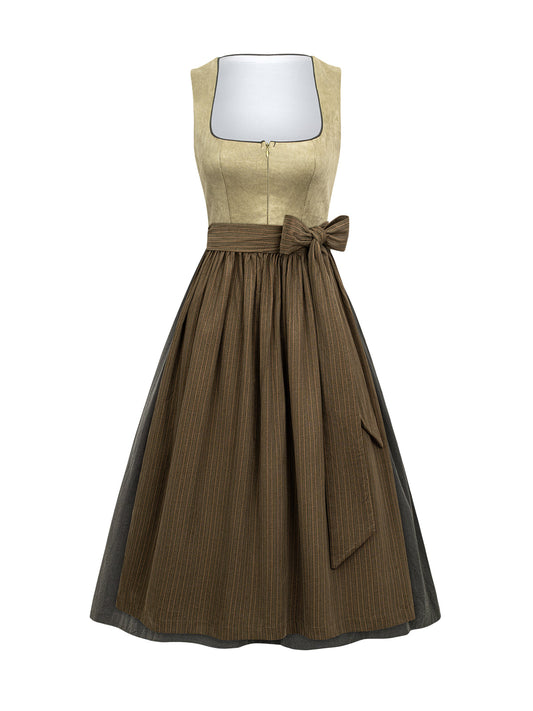 Wiesn Look Karle – Dirndl in Grün mit Gerader Ausschnitt