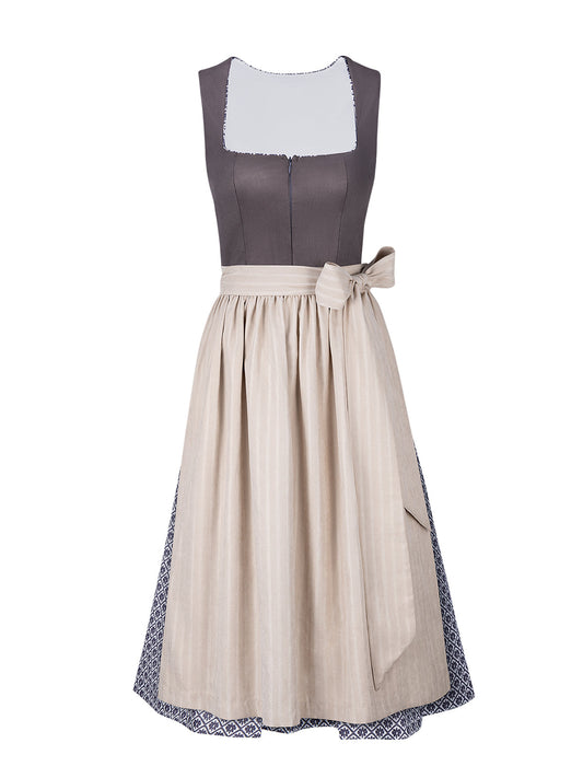 Traditionelles Trachtenkleid Maxima in Grau mit Frontreißverschluss