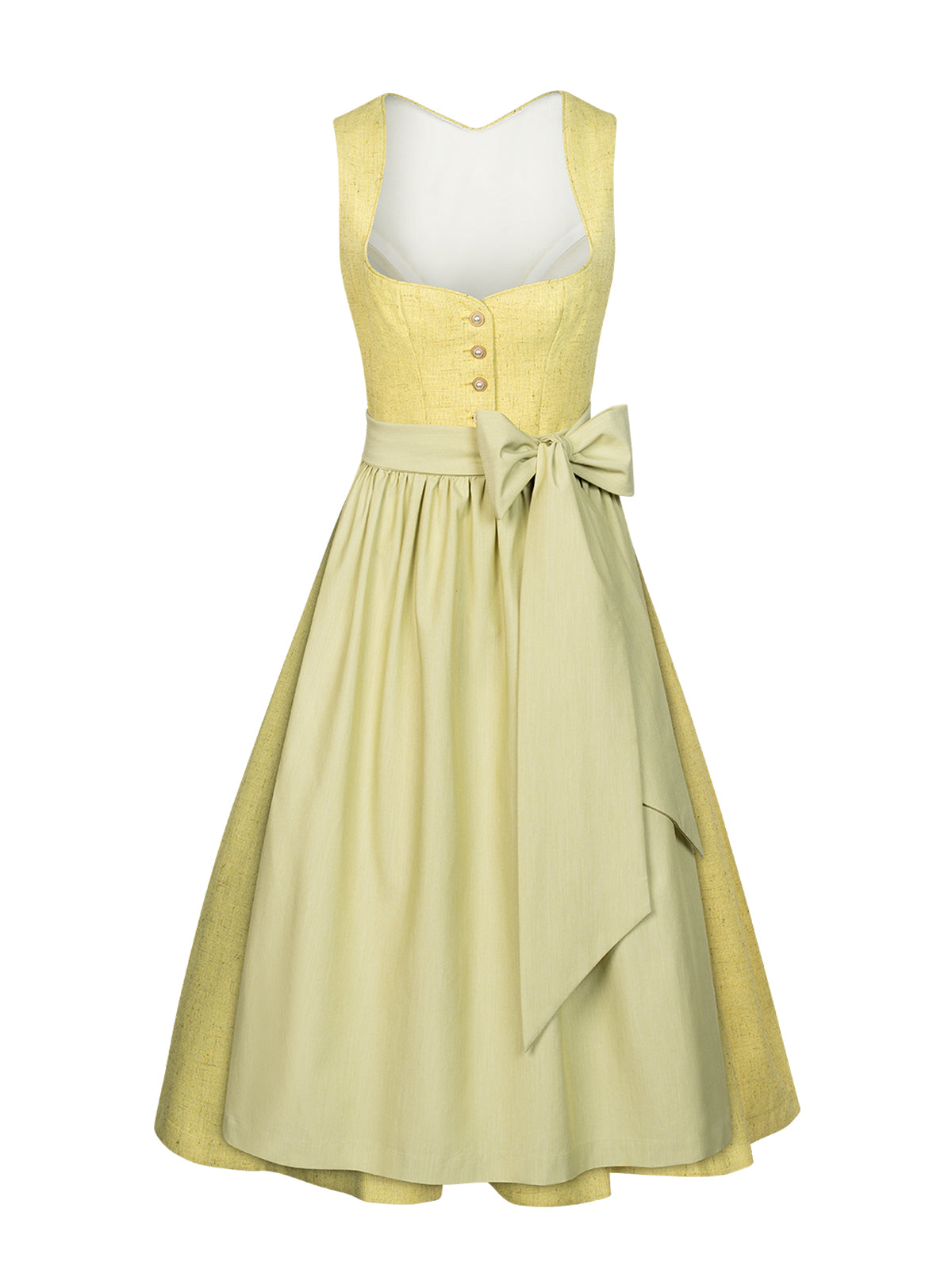 Klassisches Dirndl Amana – Gelb, Herz-Ausschnitt