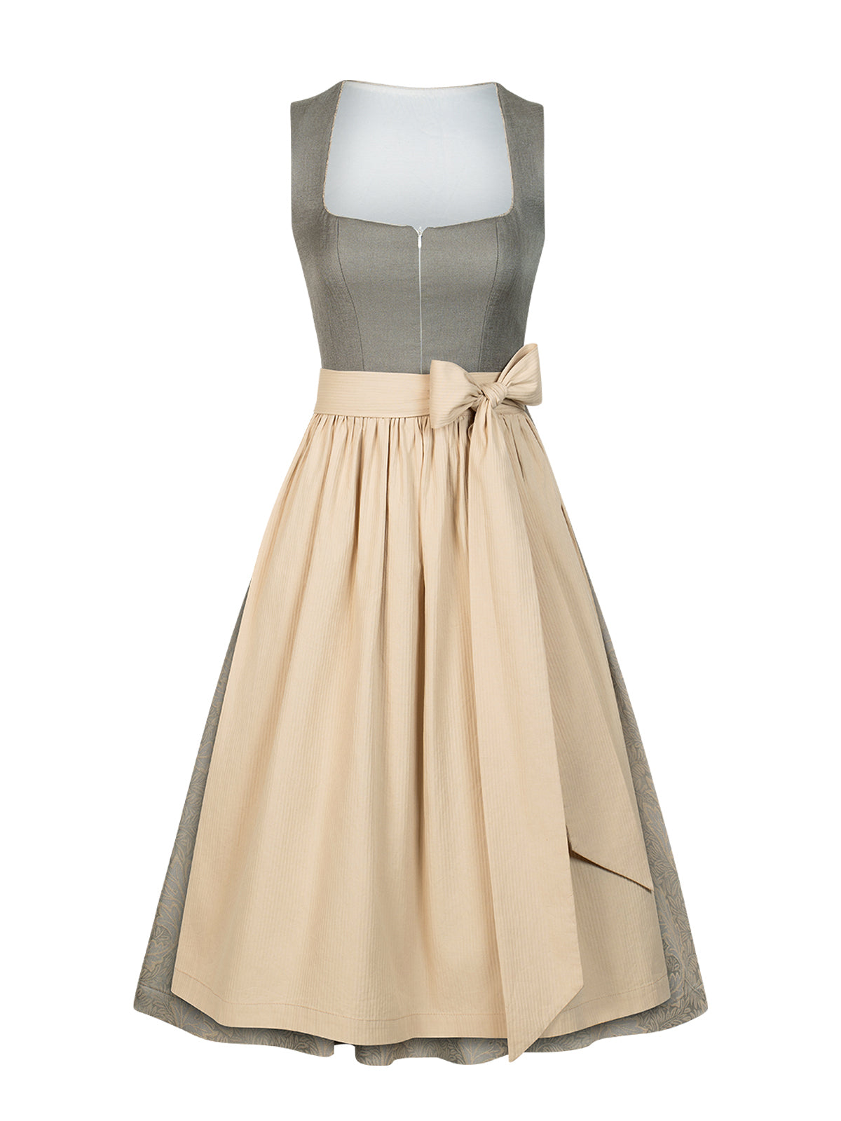 Dirndl Vanessa – Frontreißverschluss in Grau