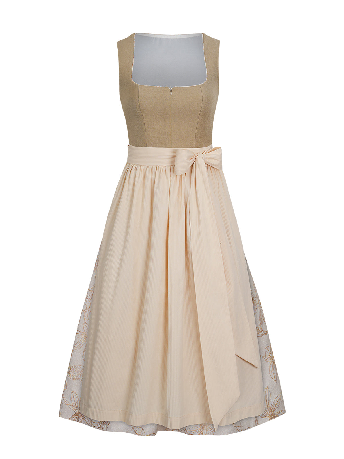 Vanessa Khaki | Dirndl für Damen | Braun | Gerader Ausschnitt