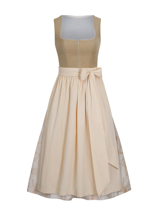 Vanessa Khaki | Dirndl für Damen | Braun | Gerader Ausschnitt