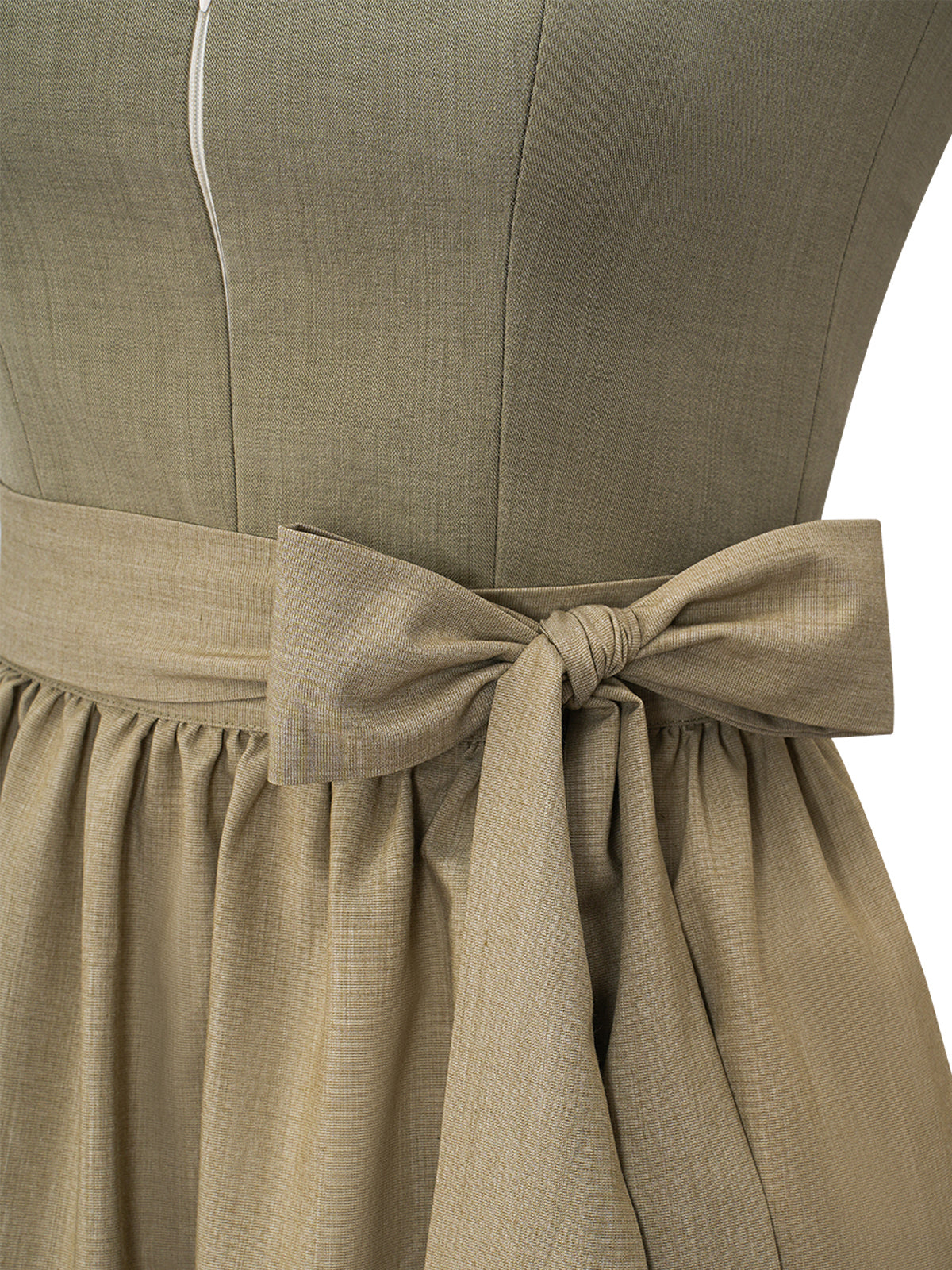 Dirndl Vanessa Olive in Grün mit Gerader Ausschnitt