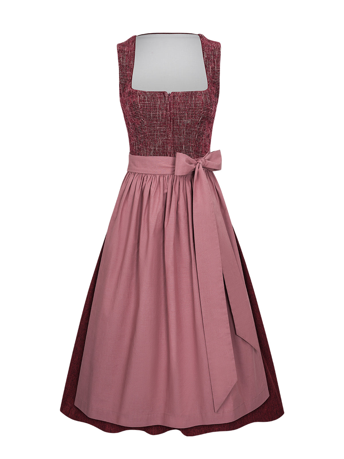 Klassisches Dirndl Caroline – Rot, Gerader Ausschnitt