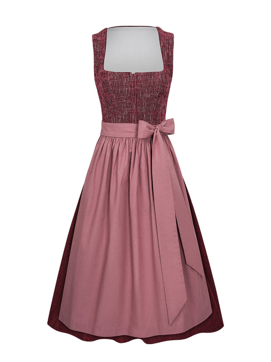 Klassisches Dirndl Caroline – Rot, Gerader Ausschnitt