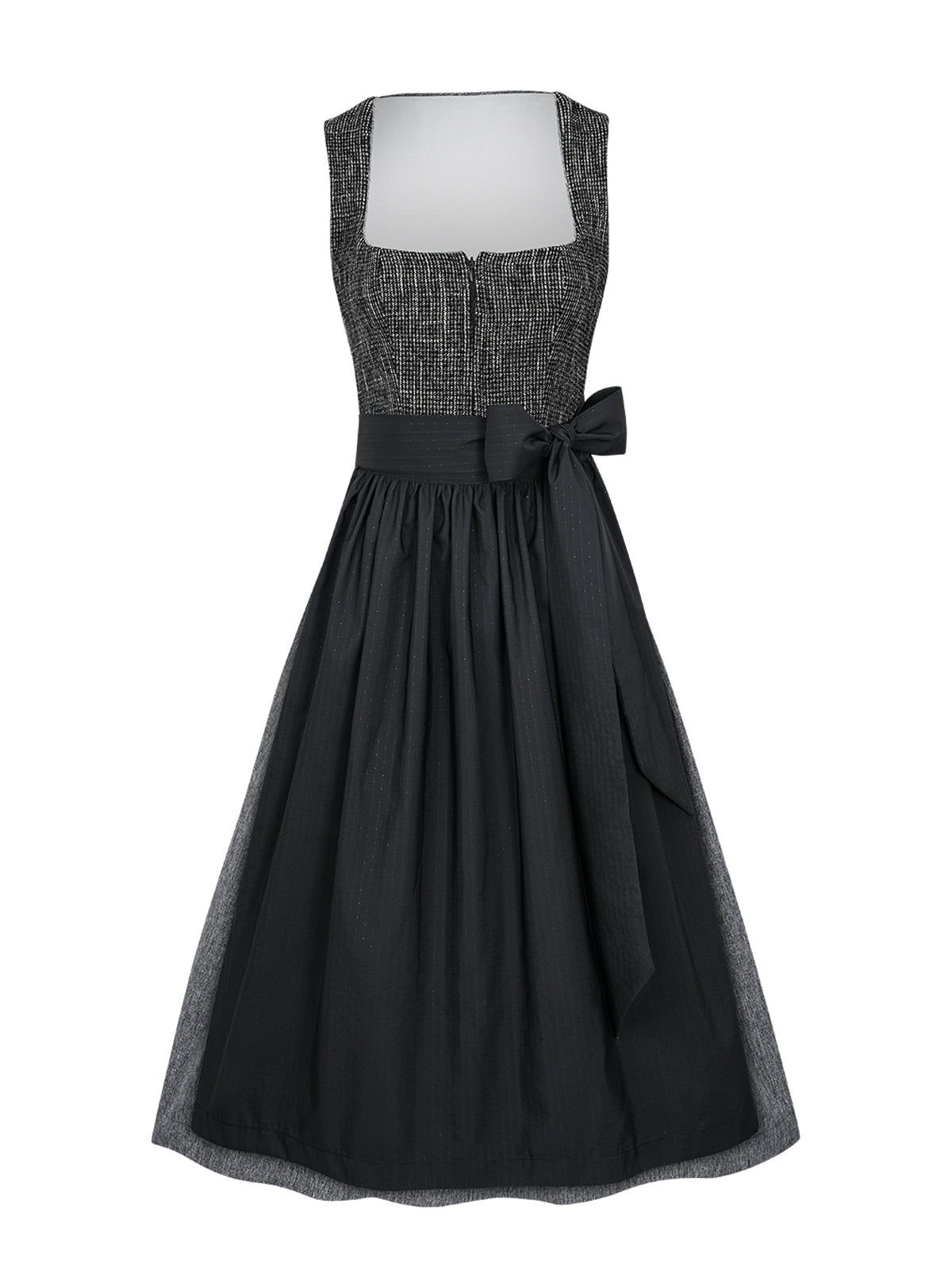 Wiesn Look Caroline Schwarze – Dirndl in Schwarz mit Gerader Ausschnitt