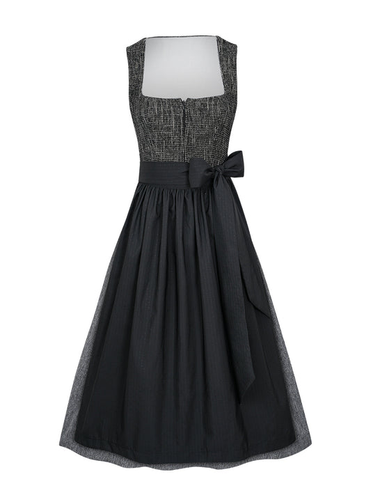 Wiesn Look Caroline Schwarze – Dirndl in Schwarz mit Gerader Ausschnitt