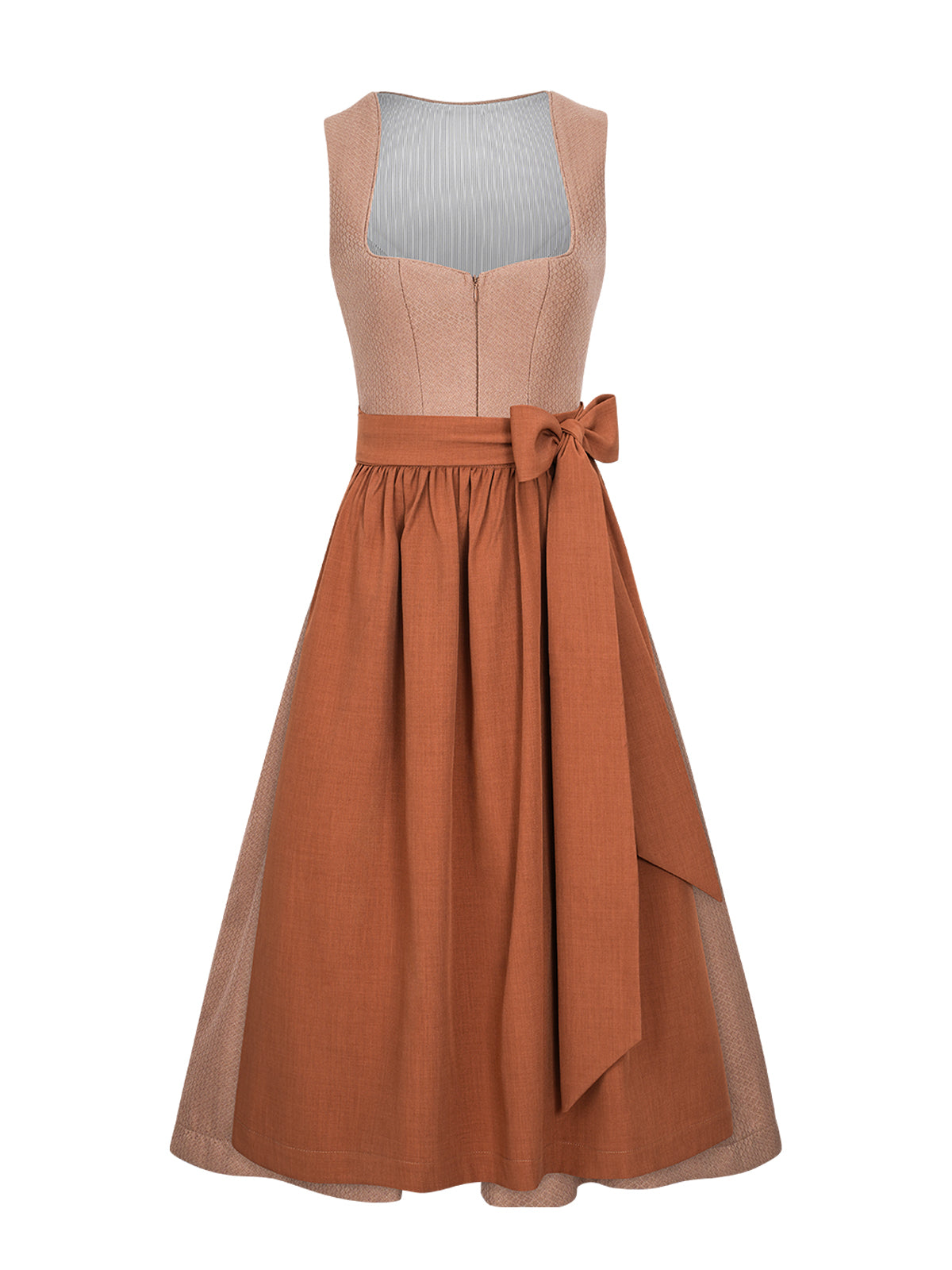 Festliches Dirndl Camille Peach Orange | Braun | Herz-Ausschnitt