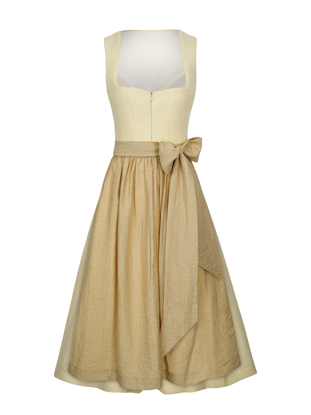 Damen Dirndl Camille Lime Yellow mit Frontreißverschluss – Gelb