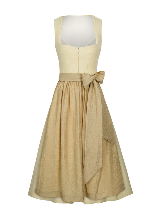 Damen Dirndl Camille Lime Yellow mit Frontreißverschluss – Gelb