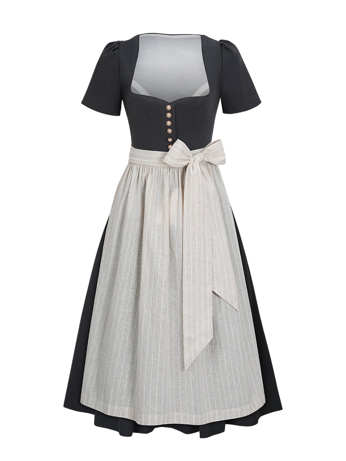 Wiesn Look Ava – Dirndl in Grau mit Herz-Ausschnitt