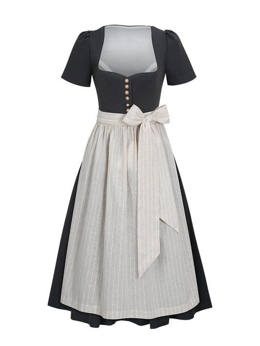 Wiesn Look Ava – Dirndl in Grau mit Herz-Ausschnitt