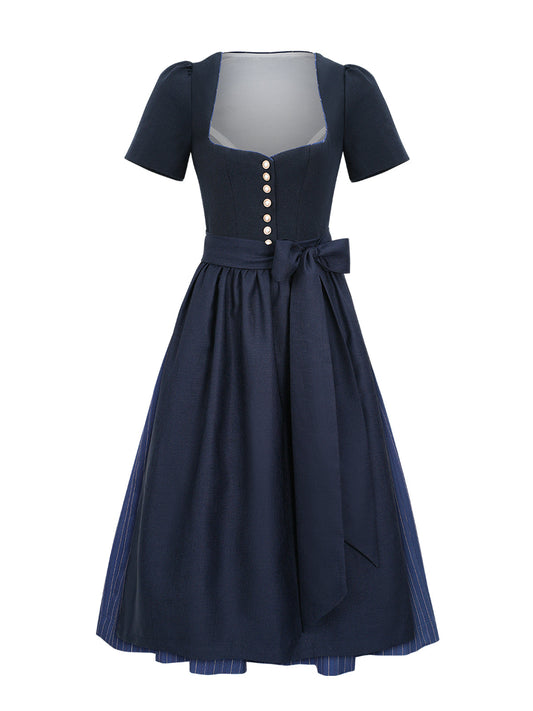 Traditionelles Trachtenkleid Ava Dunke in Blau mit Knopfverschluss