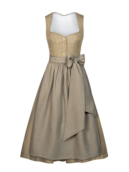 Damen Dirndl Amana Brown mit Knopfverschluss – Grün