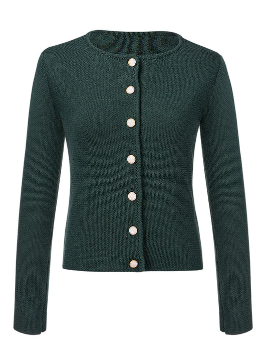 Mira Dunkelgrun Strickjacke für traditionelle Looks – Grün