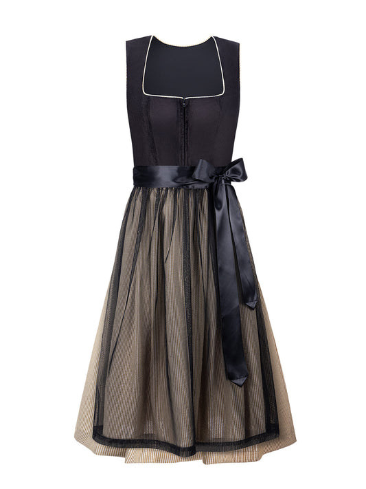 Werny – Elegantes Trachtenkleid in Schwarz mit Frontreißverschluss