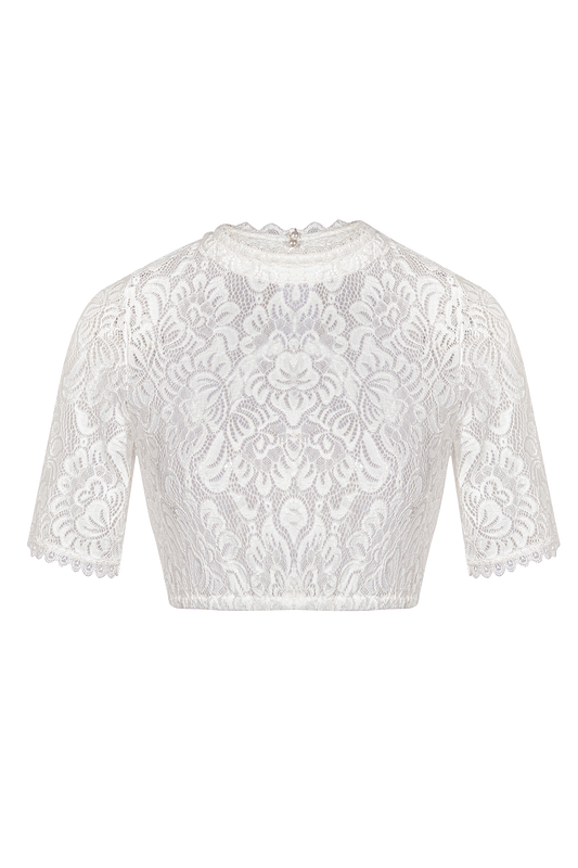 Elegante Dirndlbluse Mara | Kurzarm | Weiß