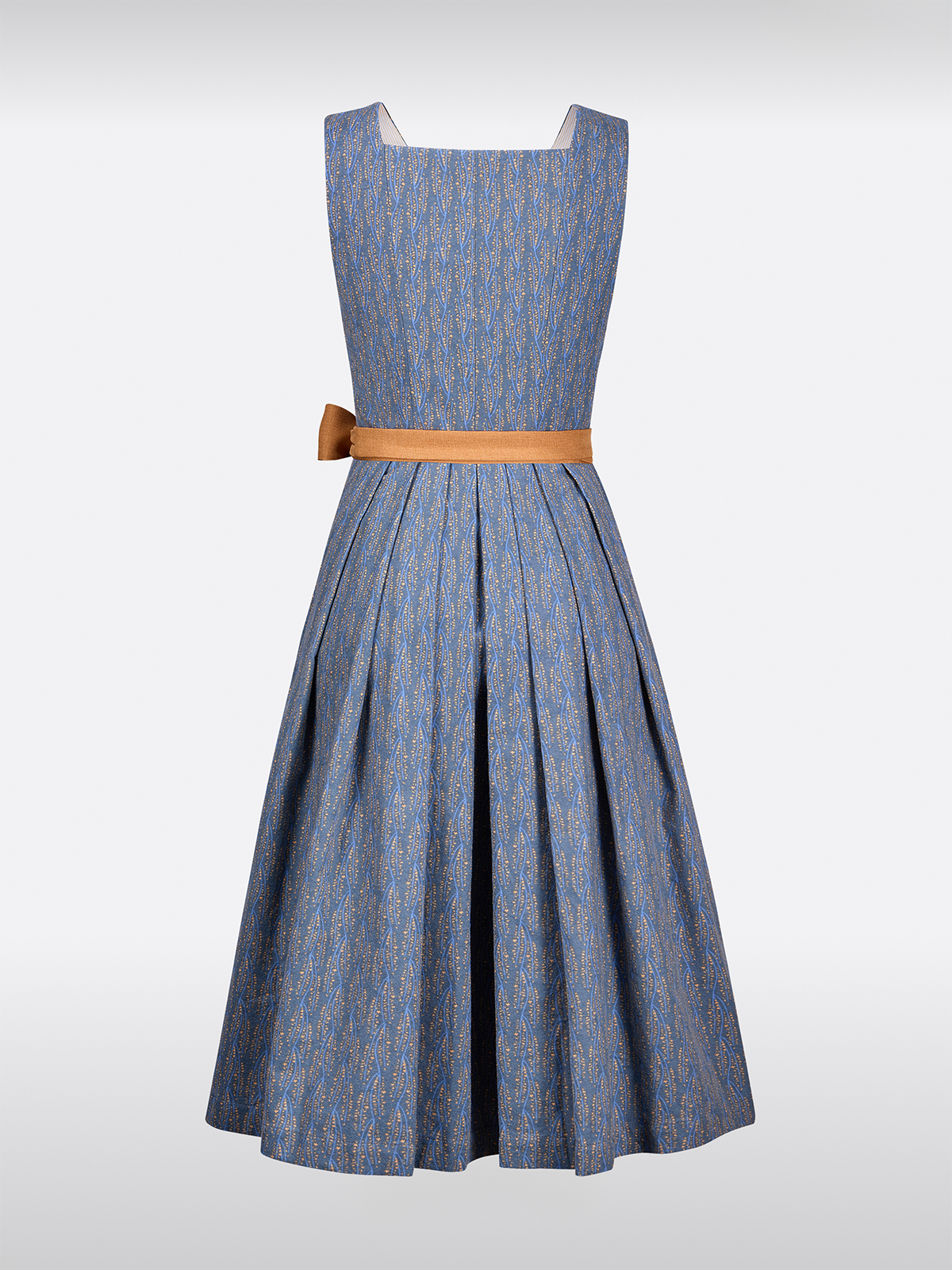 Klassisches Dirndl Heigl – Blau, Gerader Ausschnitt