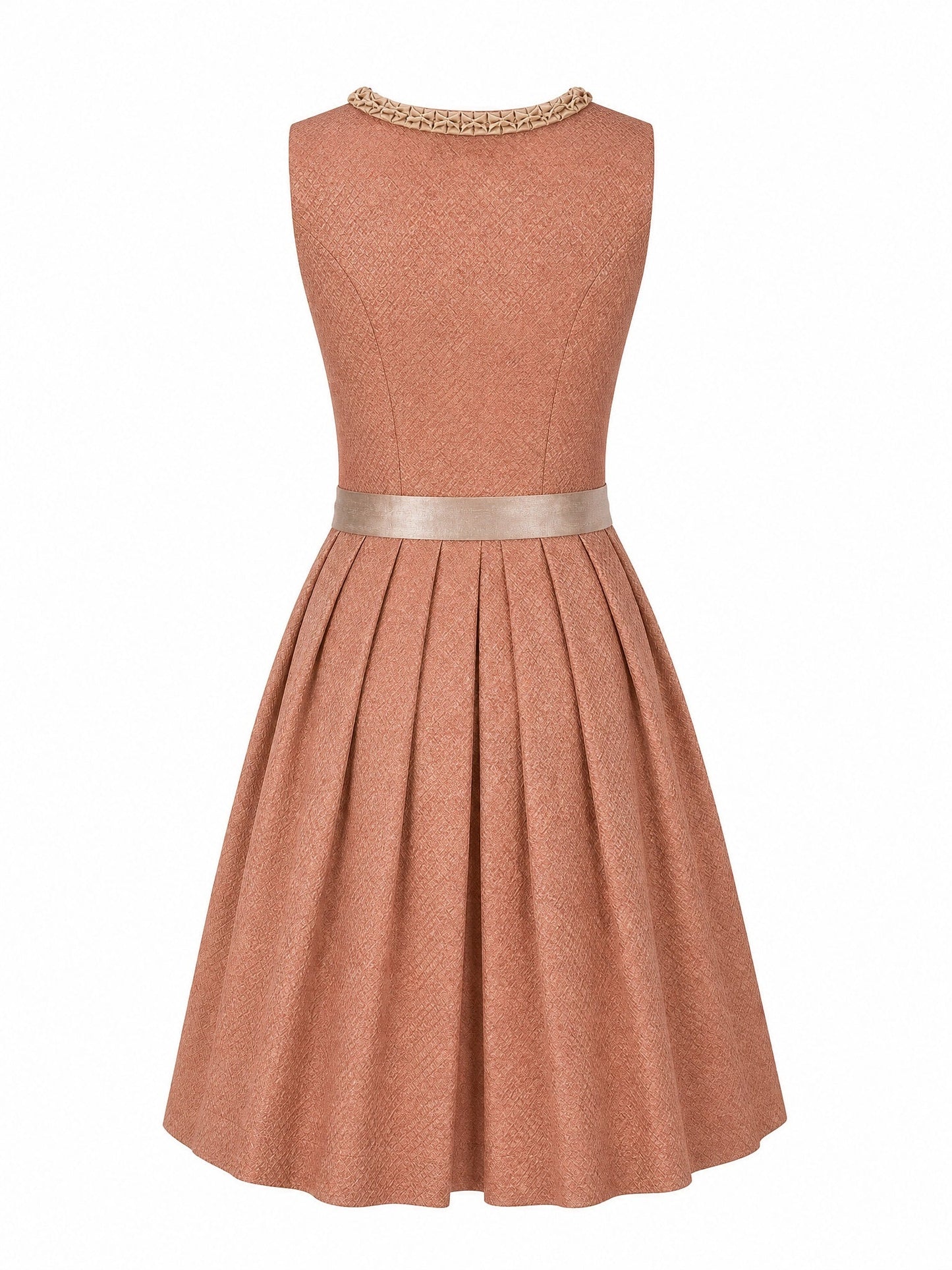 Dirndl Emilia in Terrakotta-Rosé mit Flachs Schürze - Rückansicht
