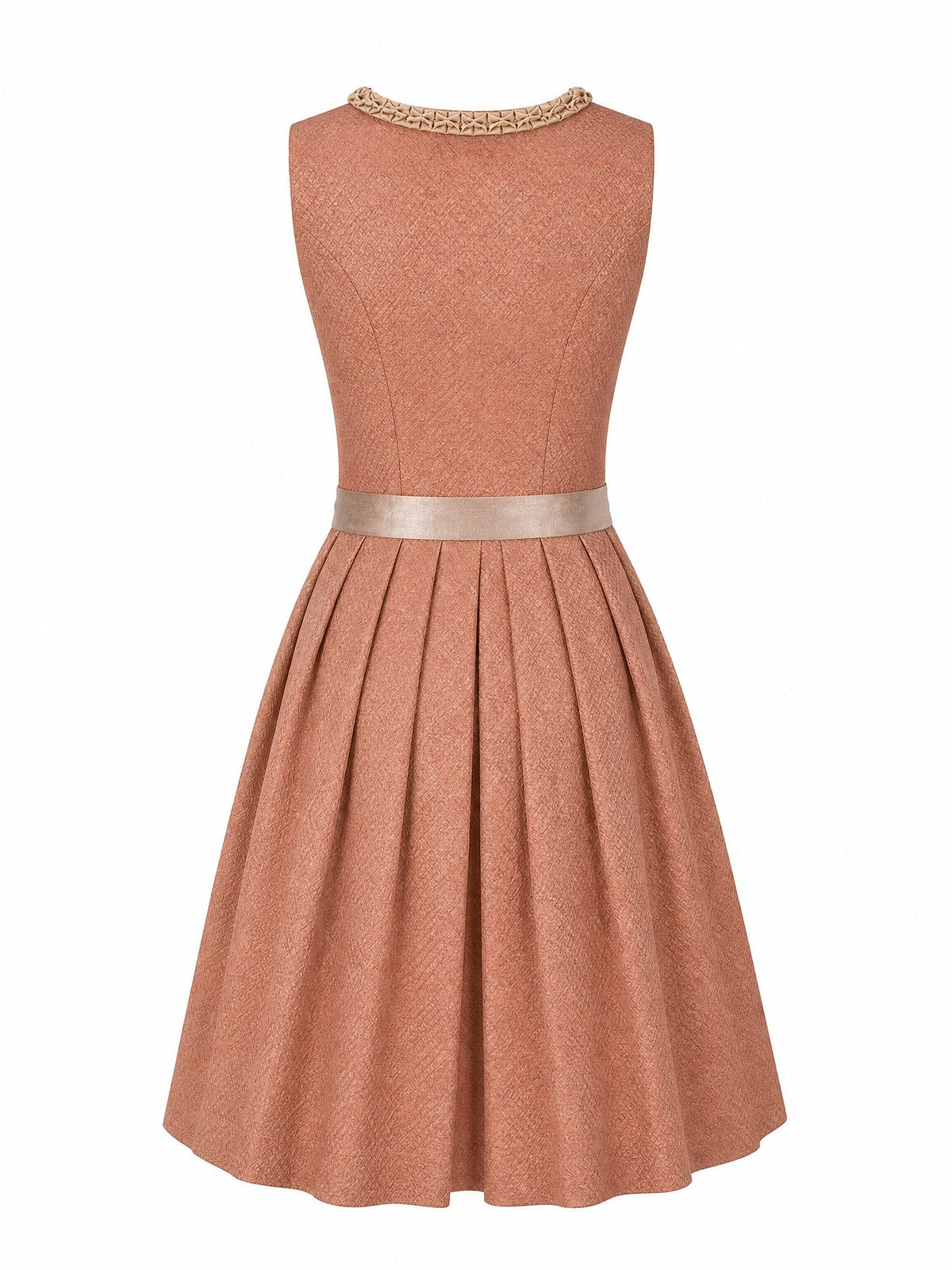 Dirndl Emilia in Terrakotta-Rosé mit Flachs Schürze - Rückansicht