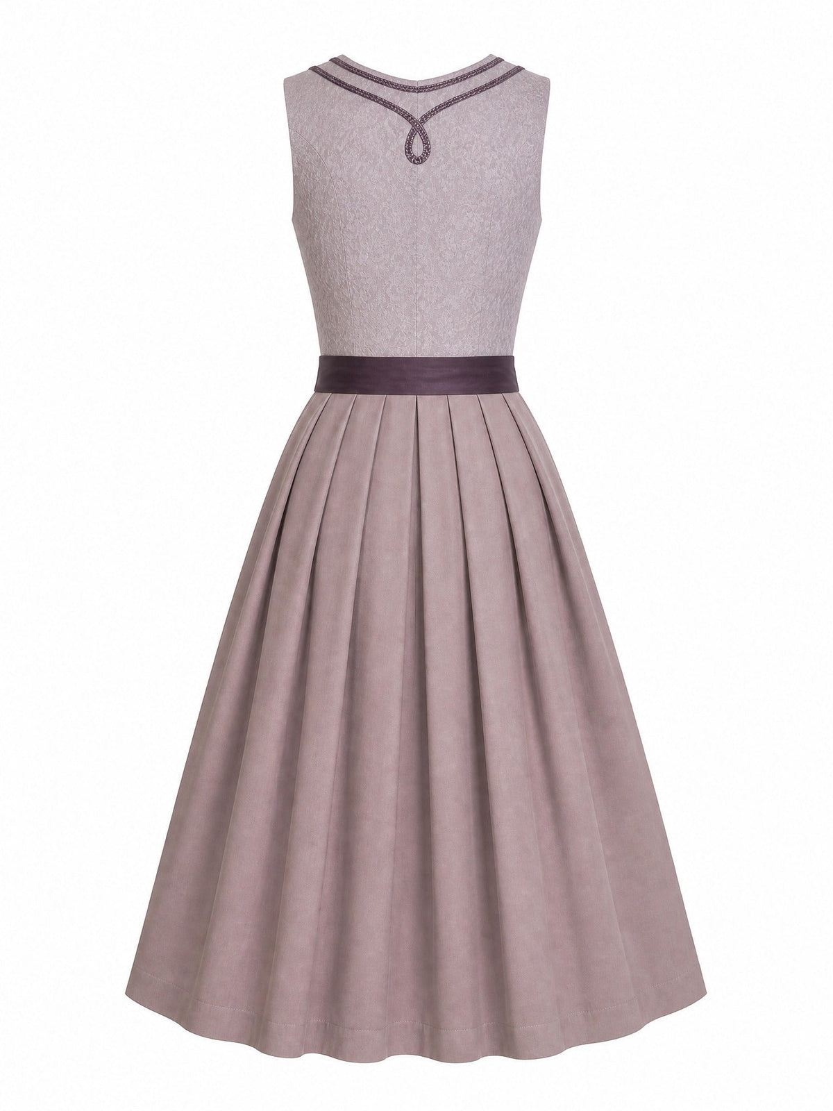 Dirndl Luisa in Alt-Lavendel mit Elfenbein Schürze - Rückansicht