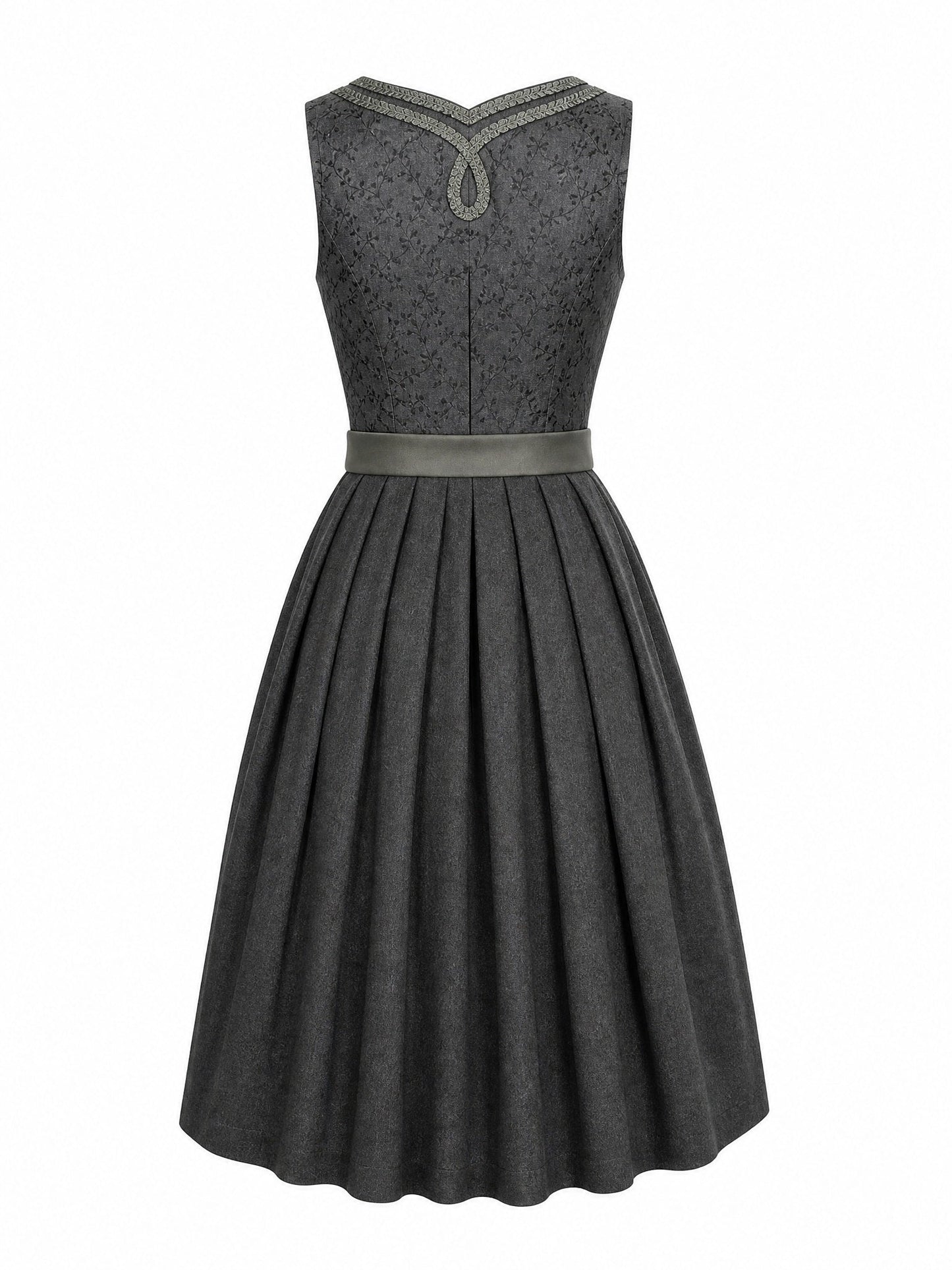 Dirndl Mara in Graphit mit Perlgrau Schürze - Rückansicht