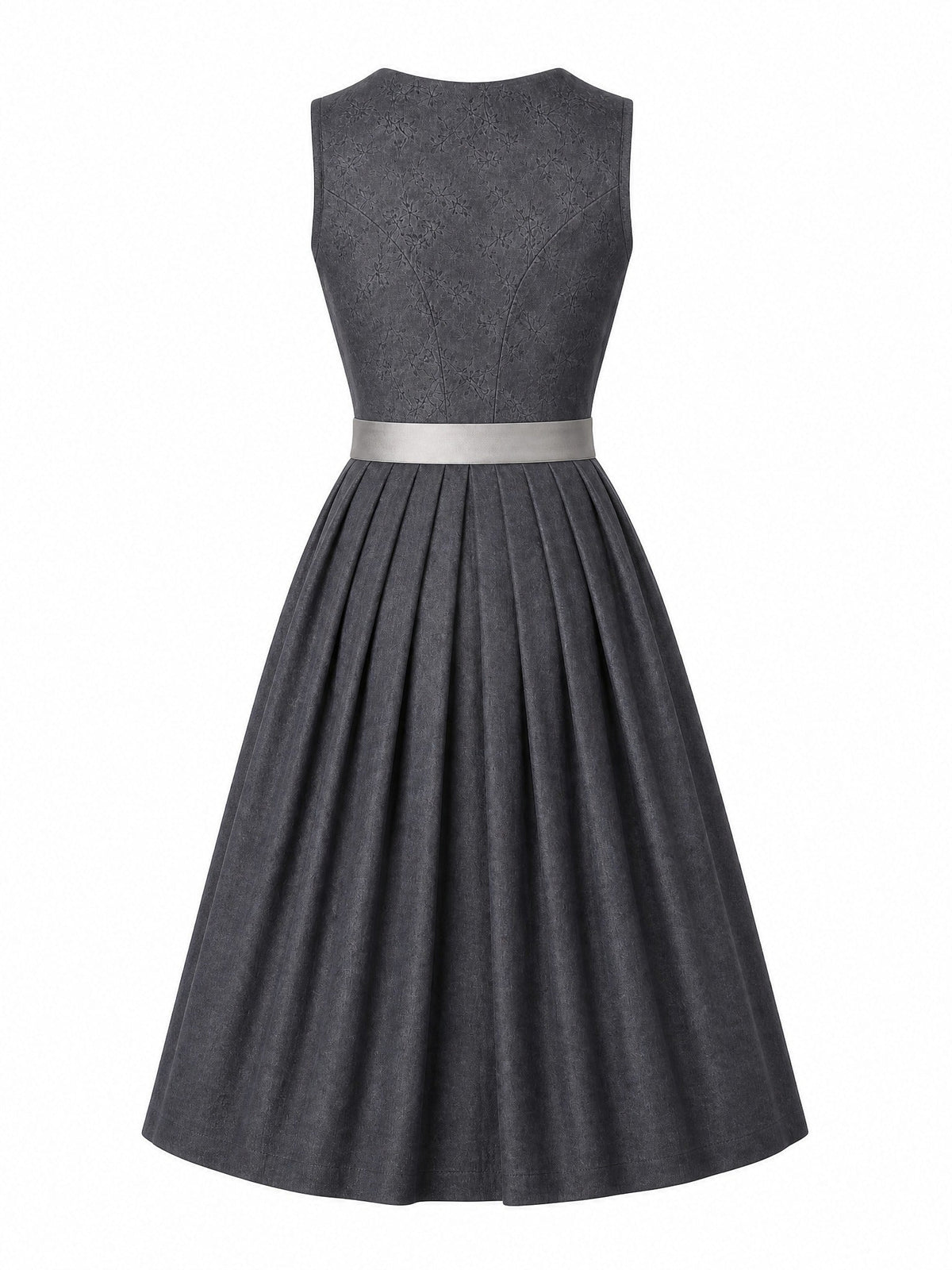 Dirndl Nela in Graphit mit Perlgrau Schürze - Rückansicht