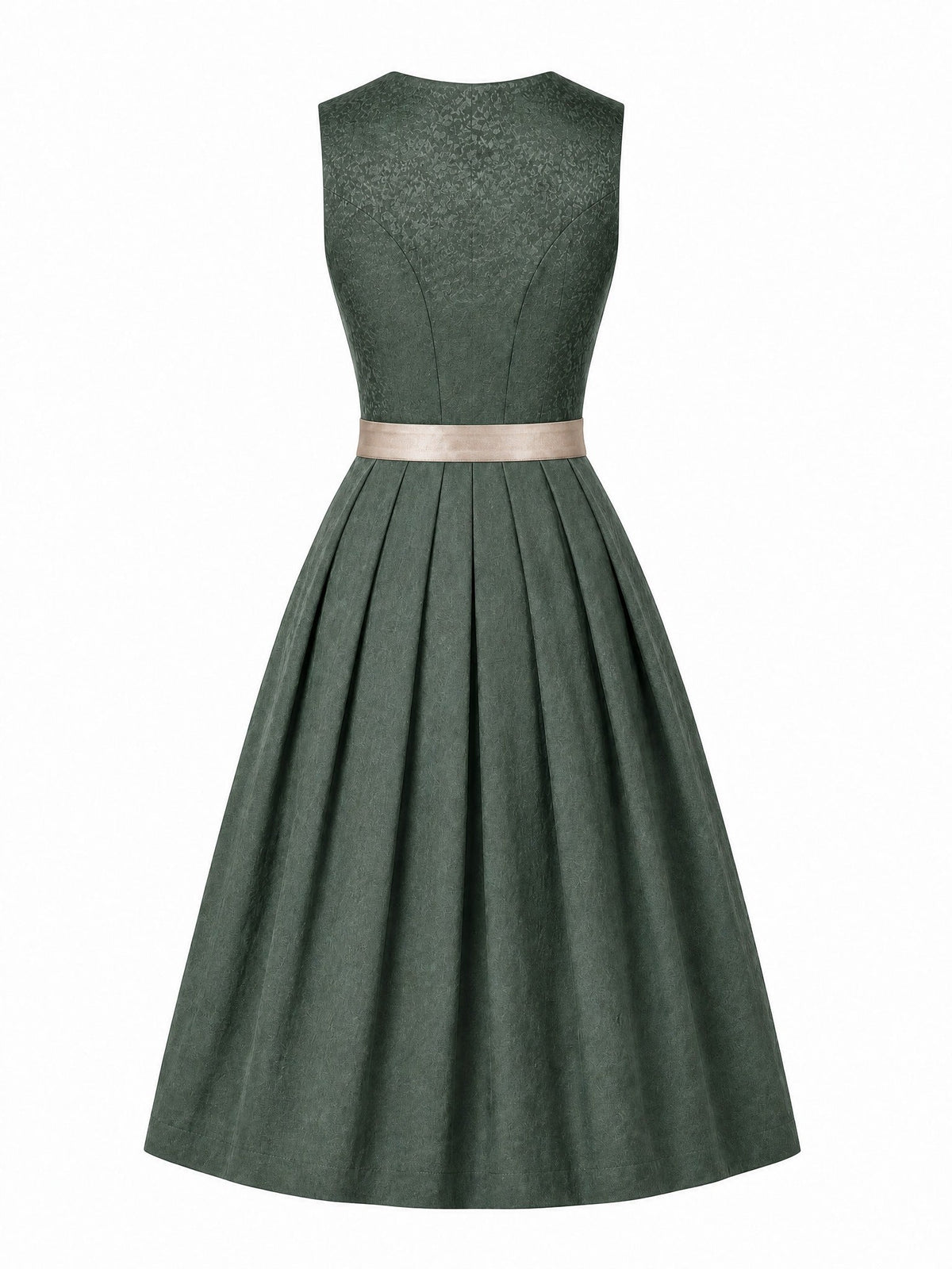 Dirndl Romy in Moosgrün mit Warmer Sand Schürze - Rückansicht