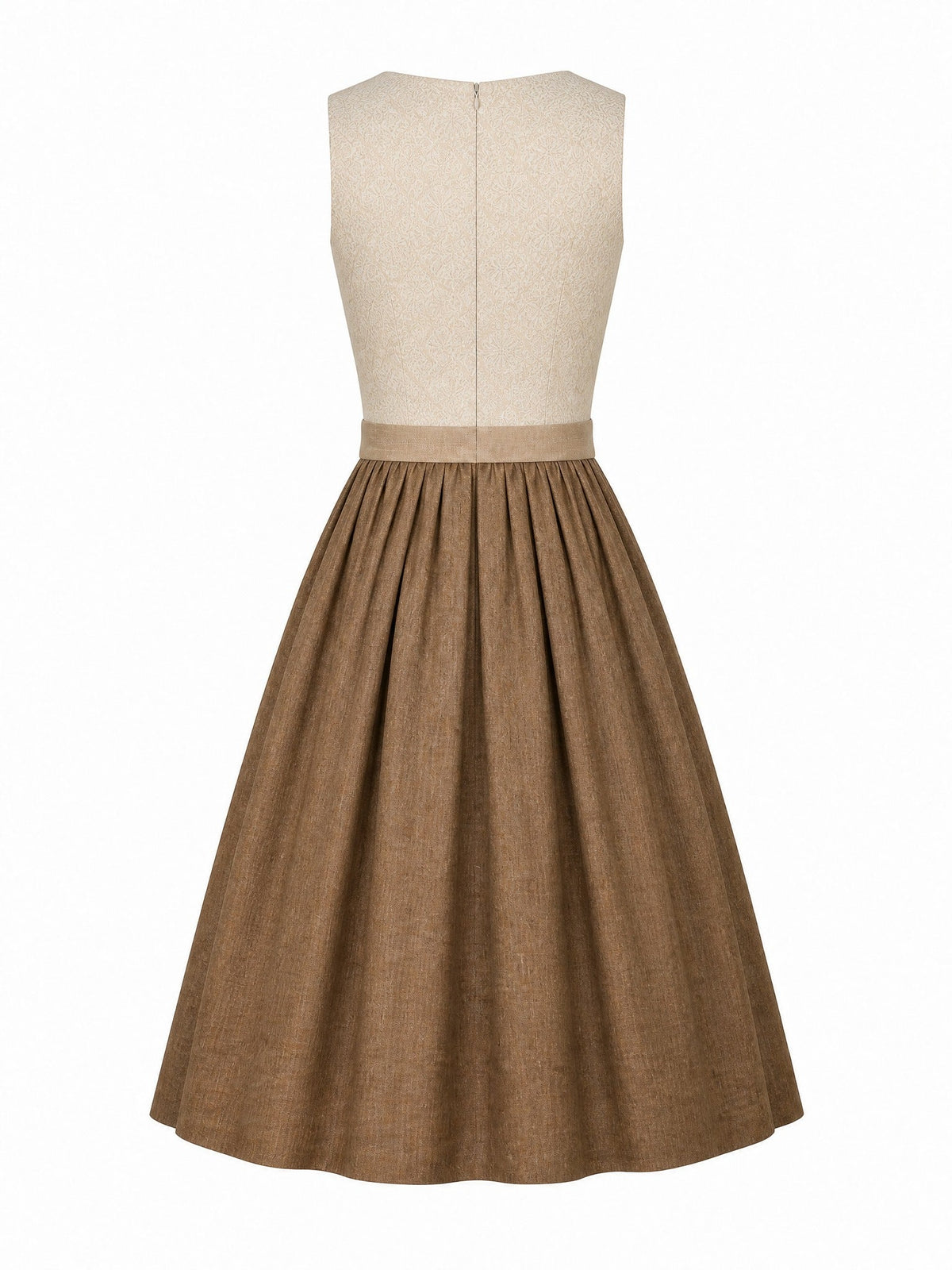 Dirndl Zoe in Haferbeige mit Warmer Sand Schürze - Rückansicht
