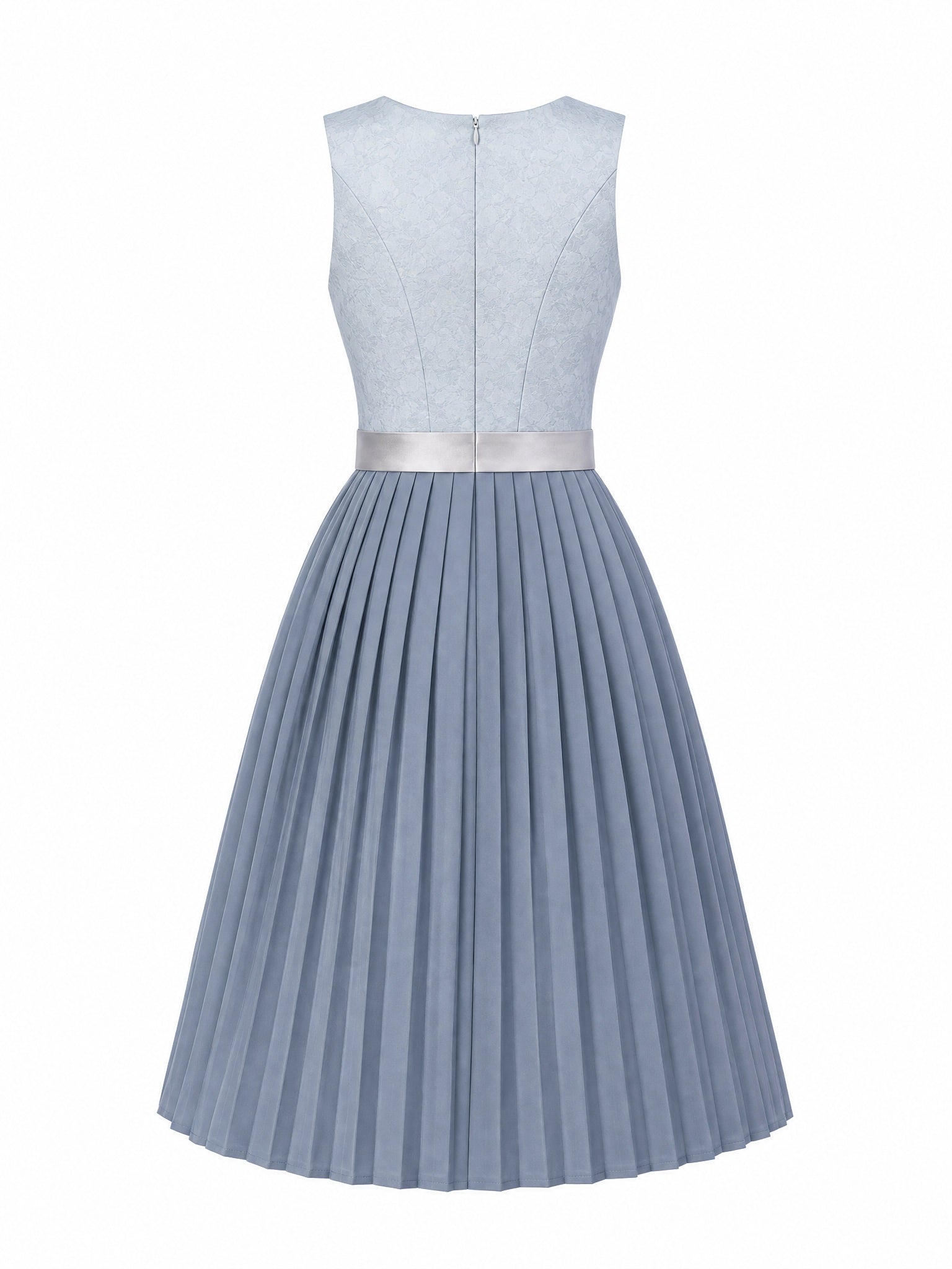 Dirndl Luisa in Puderblau mit Silber Schürze - Rückansicht