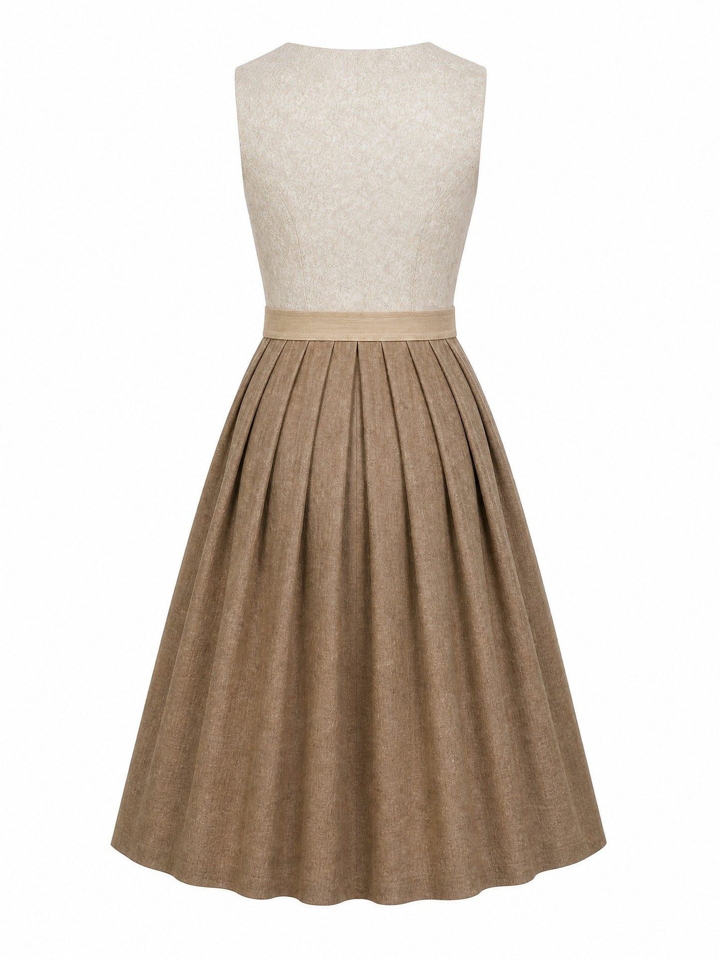 Dirndl Nela in Haferbeige mit Warmer Sand Schürze - Rückansicht